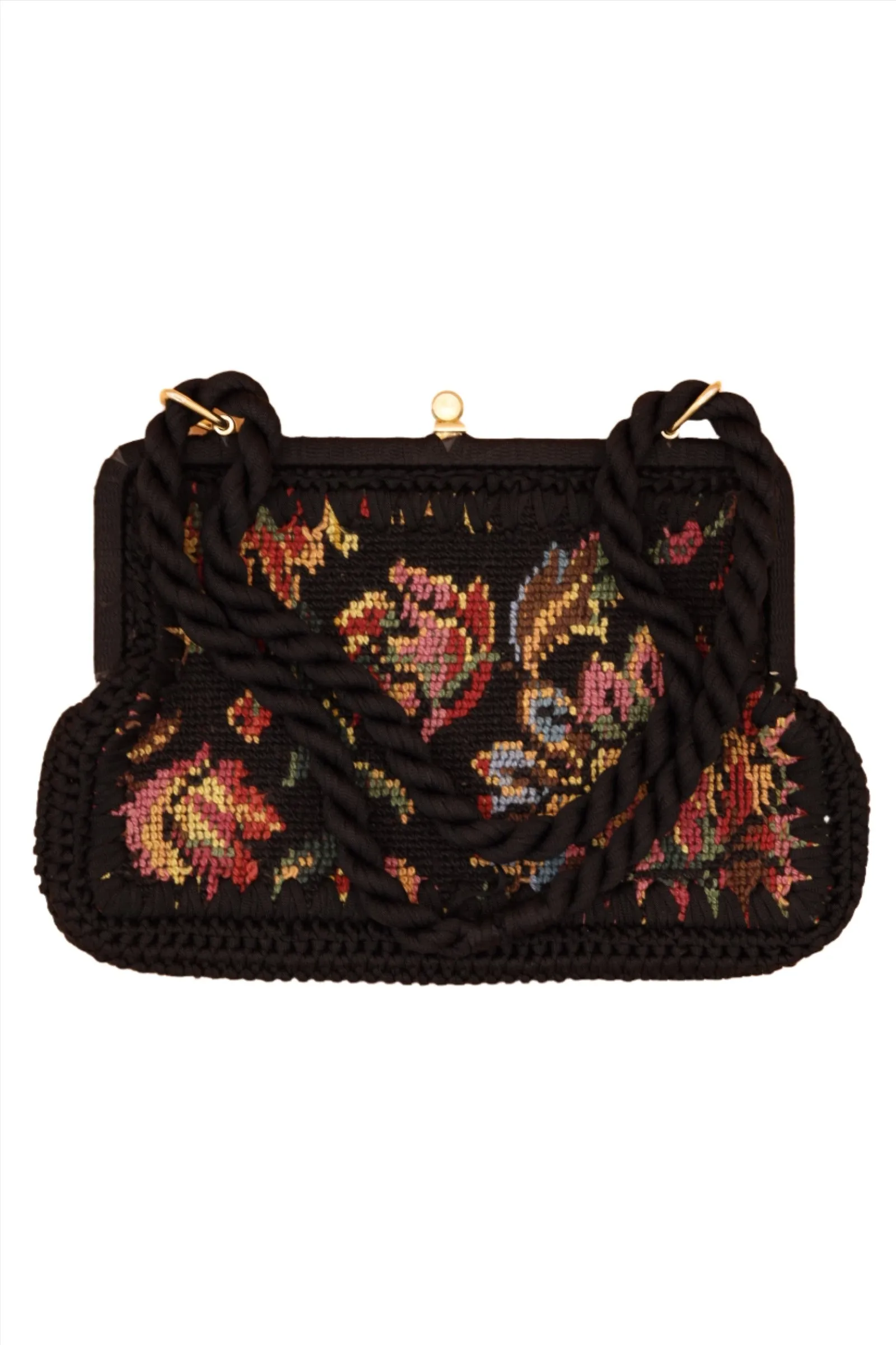 Black Needlepoint Purse 1940s