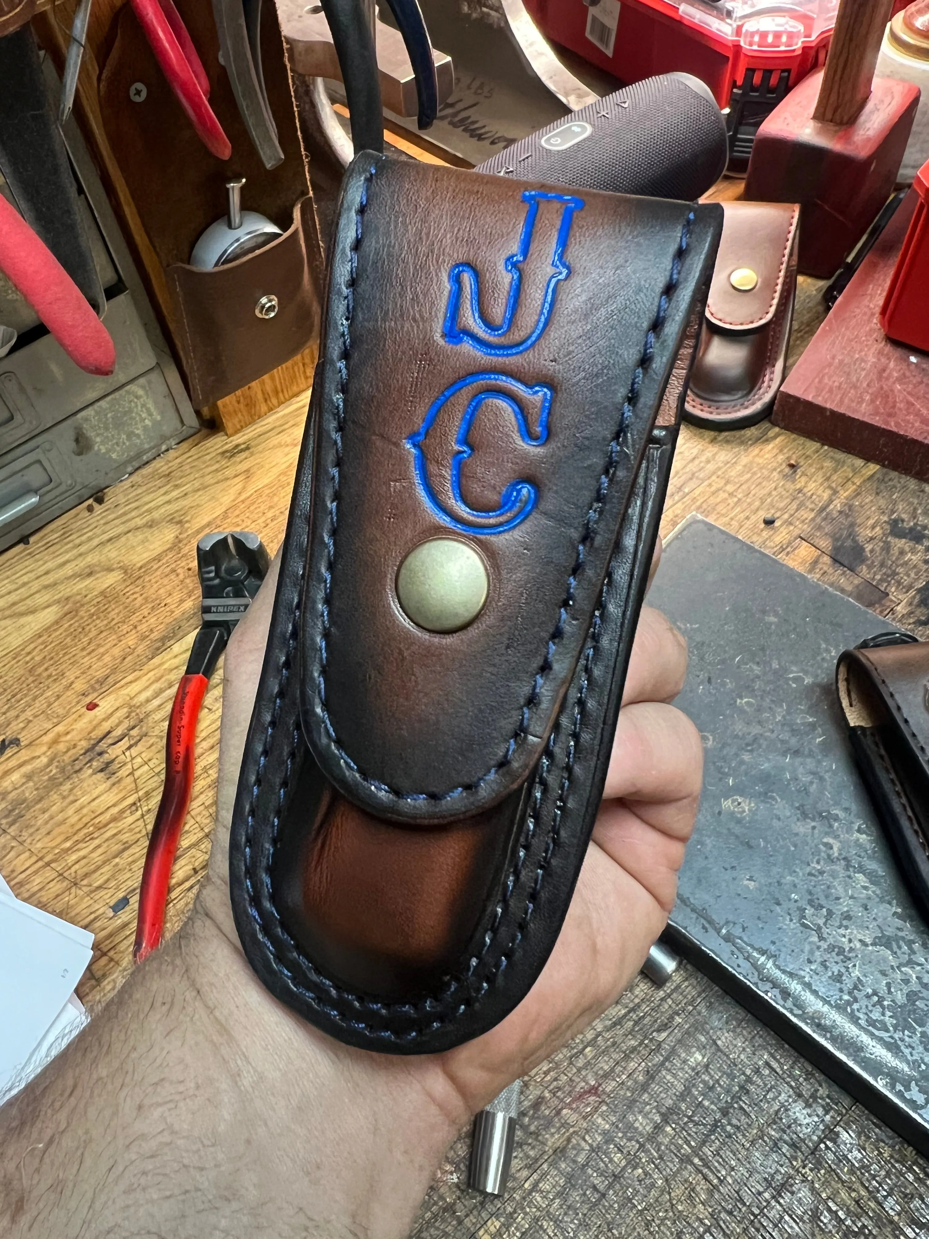 Buck Folding Hunter Custom Leather Sheath