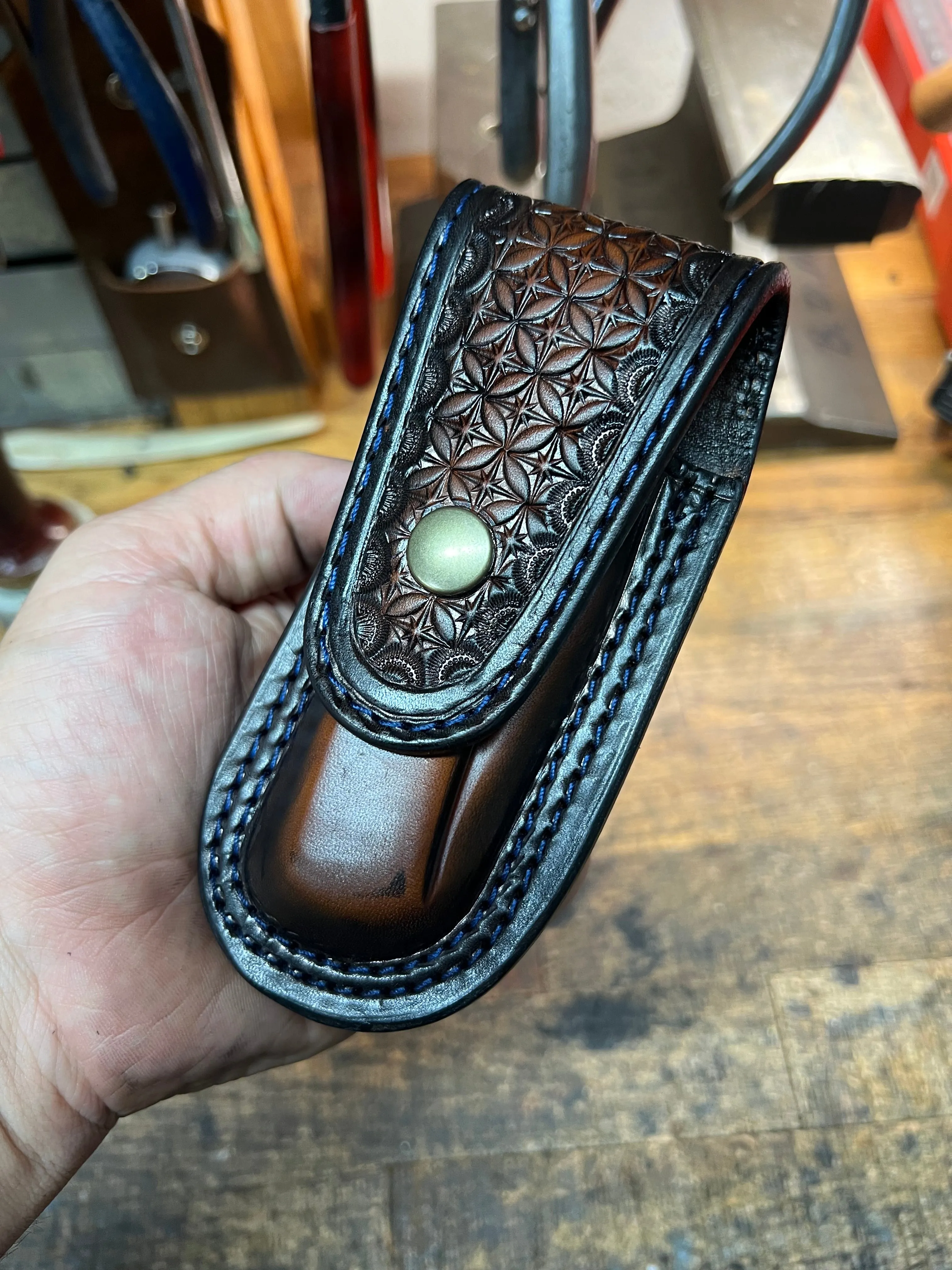 Buck Folding Hunter Custom Leather Sheath