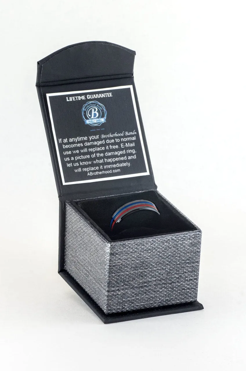 Ceramic BrotherhoodBand - Thin Red & Blue Line for Dual Professionals (Police/Fire or Fire/EMS)