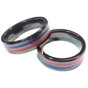 Ceramic BrotherhoodBand - Thin Red & Blue Line for Dual Professionals (Police/Fire or Fire/EMS)