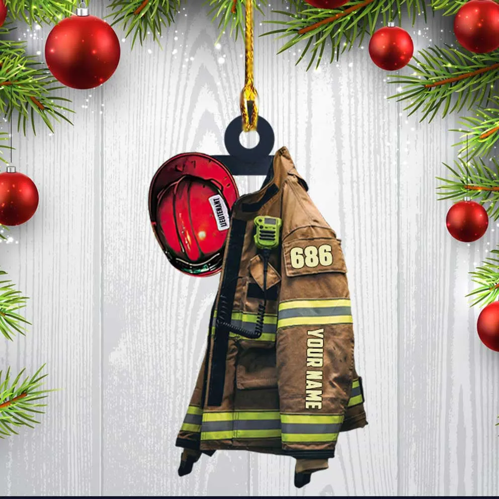 Chief Firefighter Uniform Christmas Ornament, Custom Acrylic Firefighter Ornament for Him