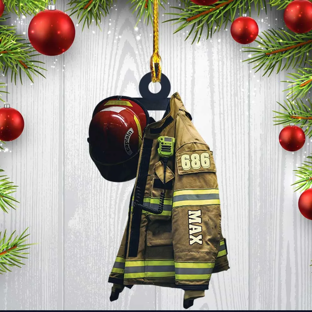 Chief Firefighter Uniform Christmas Ornament, Custom Acrylic Firefighter Ornament for Him