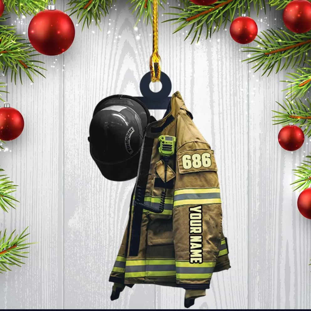 Chief Firefighter Uniform Christmas Ornament, Custom Acrylic Firefighter Ornament for Him