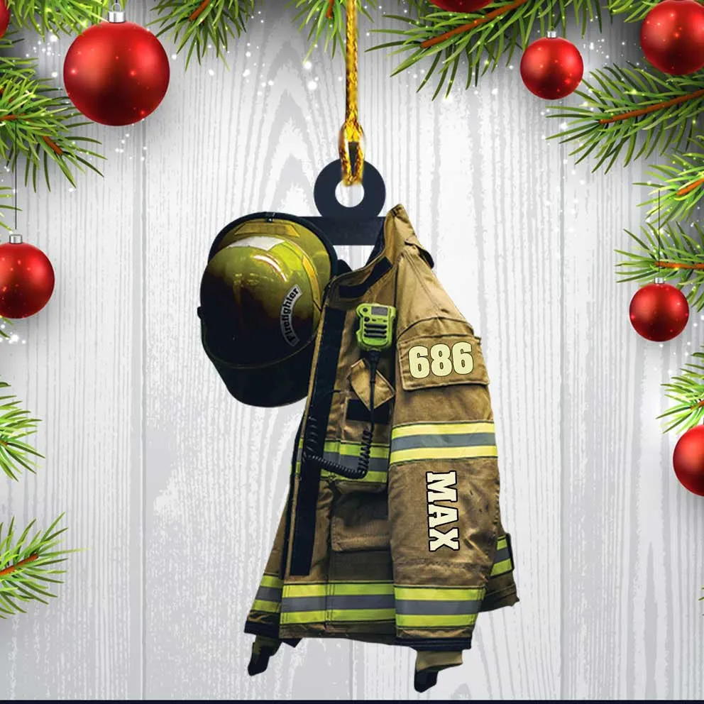 Chief Firefighter Uniform Christmas Ornament, Custom Acrylic Firefighter Ornament for Him