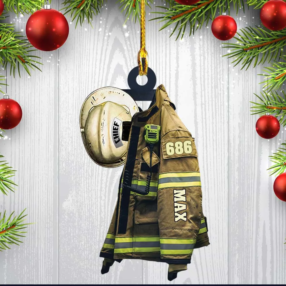 Chief Firefighter Uniform Christmas Ornament, Custom Acrylic Firefighter Ornament for Him