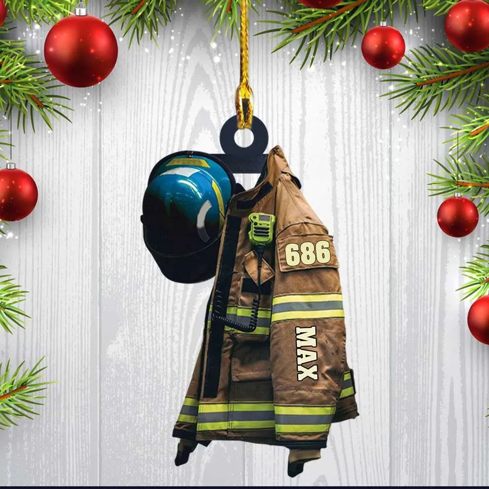 Chief Firefighter Uniform Christmas Ornament, Custom Acrylic Firefighter Ornament for Him