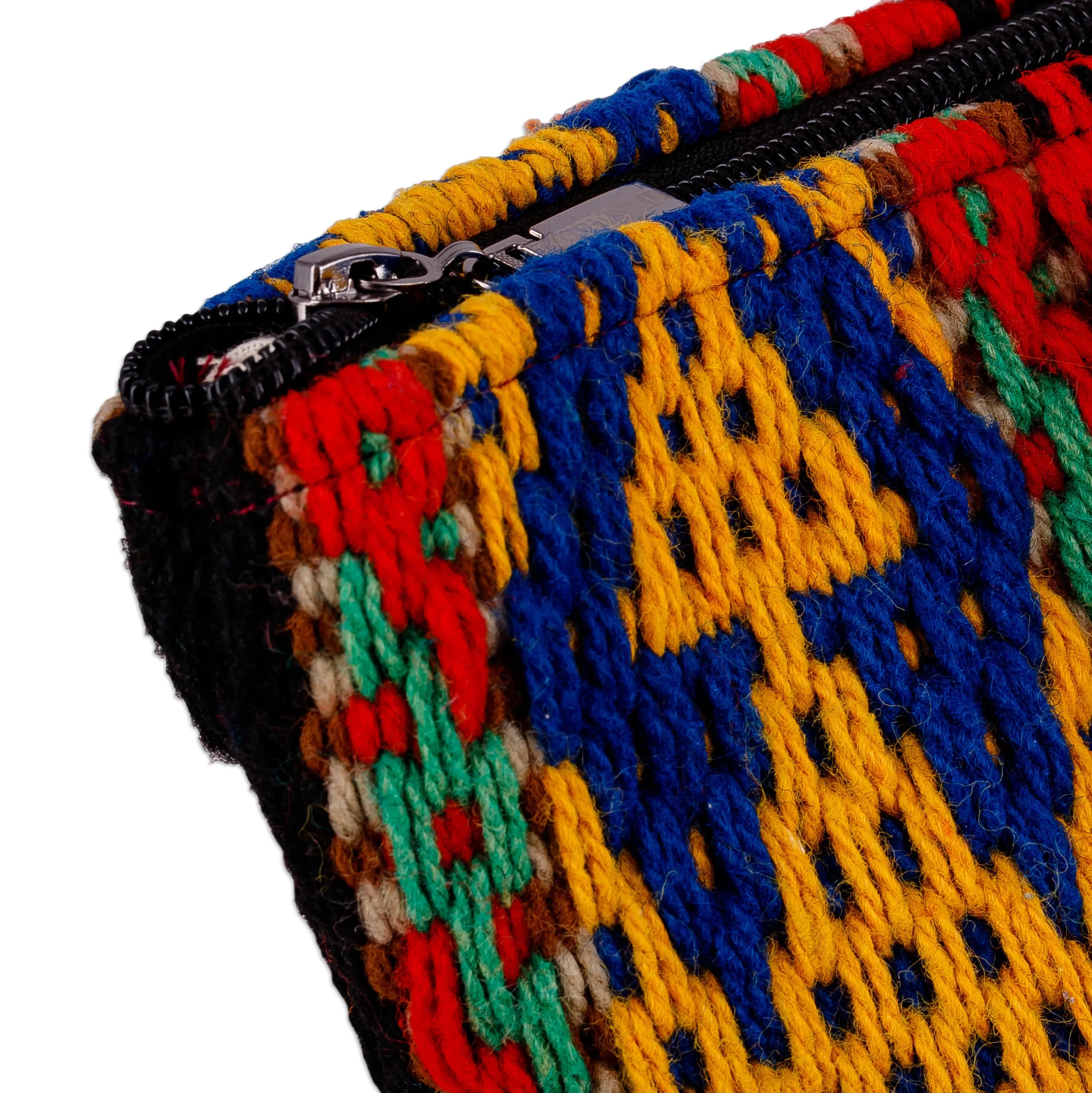 Classic Geometric-Patterned Colorful Cotton and Wool Handbag - Flaming Traditions | NOVICA