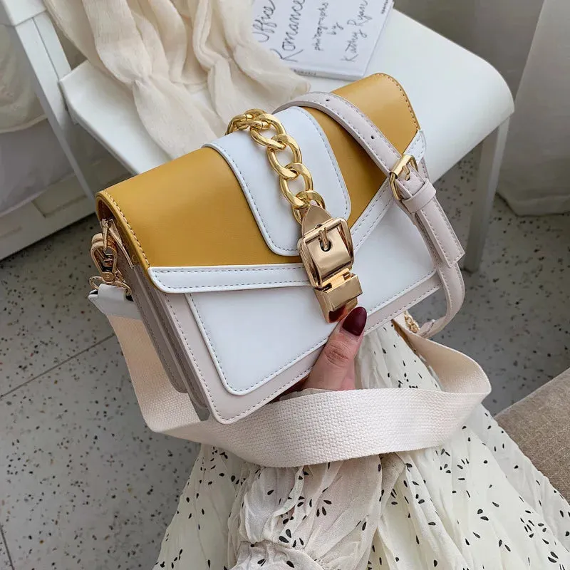Contemporary Two-Tone Chain Crossbody Bag
