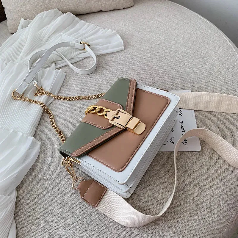 Contemporary Two-Tone Chain Crossbody Bag