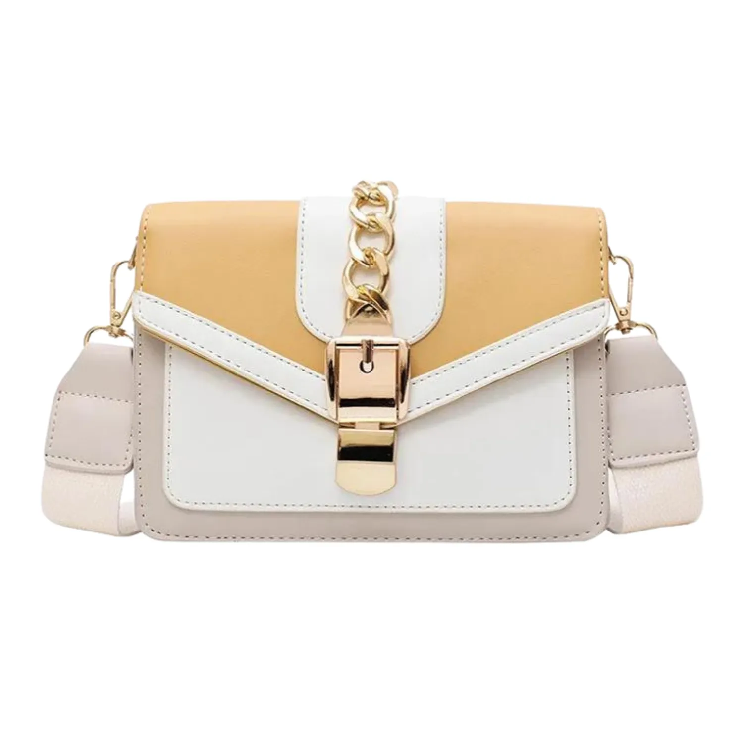 Contemporary Two-Tone Chain Crossbody Bag