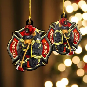 Custom Number Firefighter Logo Ornament, Xmas Acrylic Ornament for Home