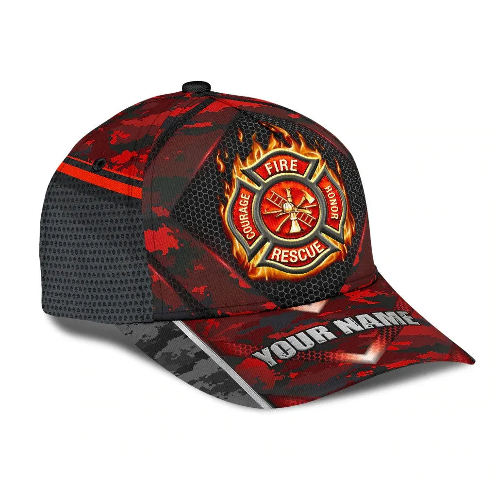 Customized Firefighter Camo 3D Classic Cap, Custom Firefighter Name Hat for Dad