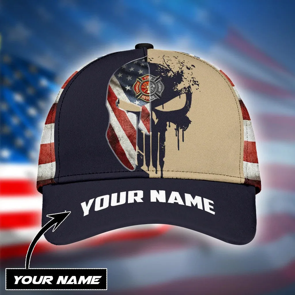 Customized Firefighter Camo 3D Classic Cap, Custom Firefighter Name Hat for Dad