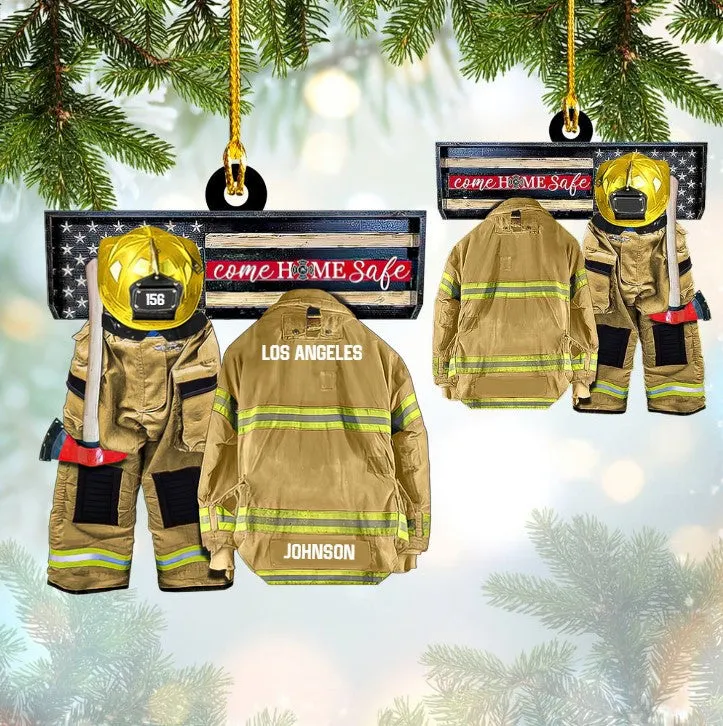Customized Firefighter Uniform Full Set Ornament, Come Home Safe Acrylic Ornament for Home