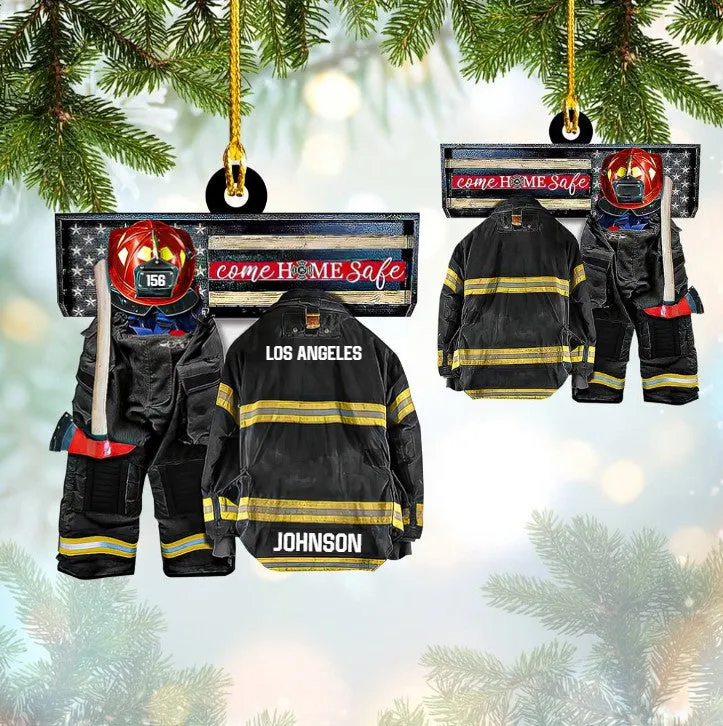 Customized Firefighter Uniform Full Set Ornament, Come Home Safe Acrylic Ornament for Home