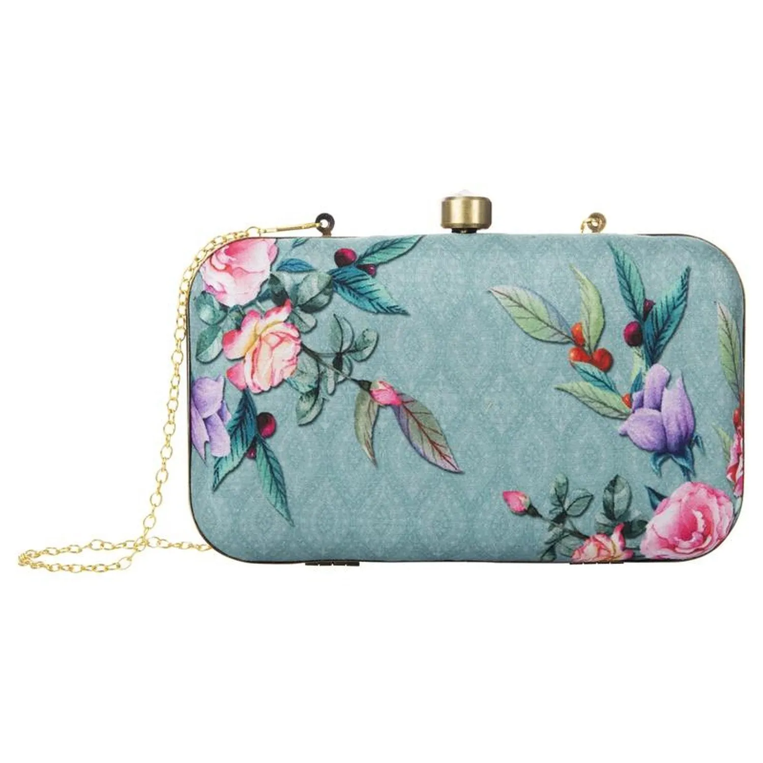 Designer Dark Blue Box Clutch Purse with Chain for girls