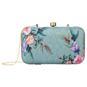 Designer Dark Blue Box Clutch Purse with Chain for girls