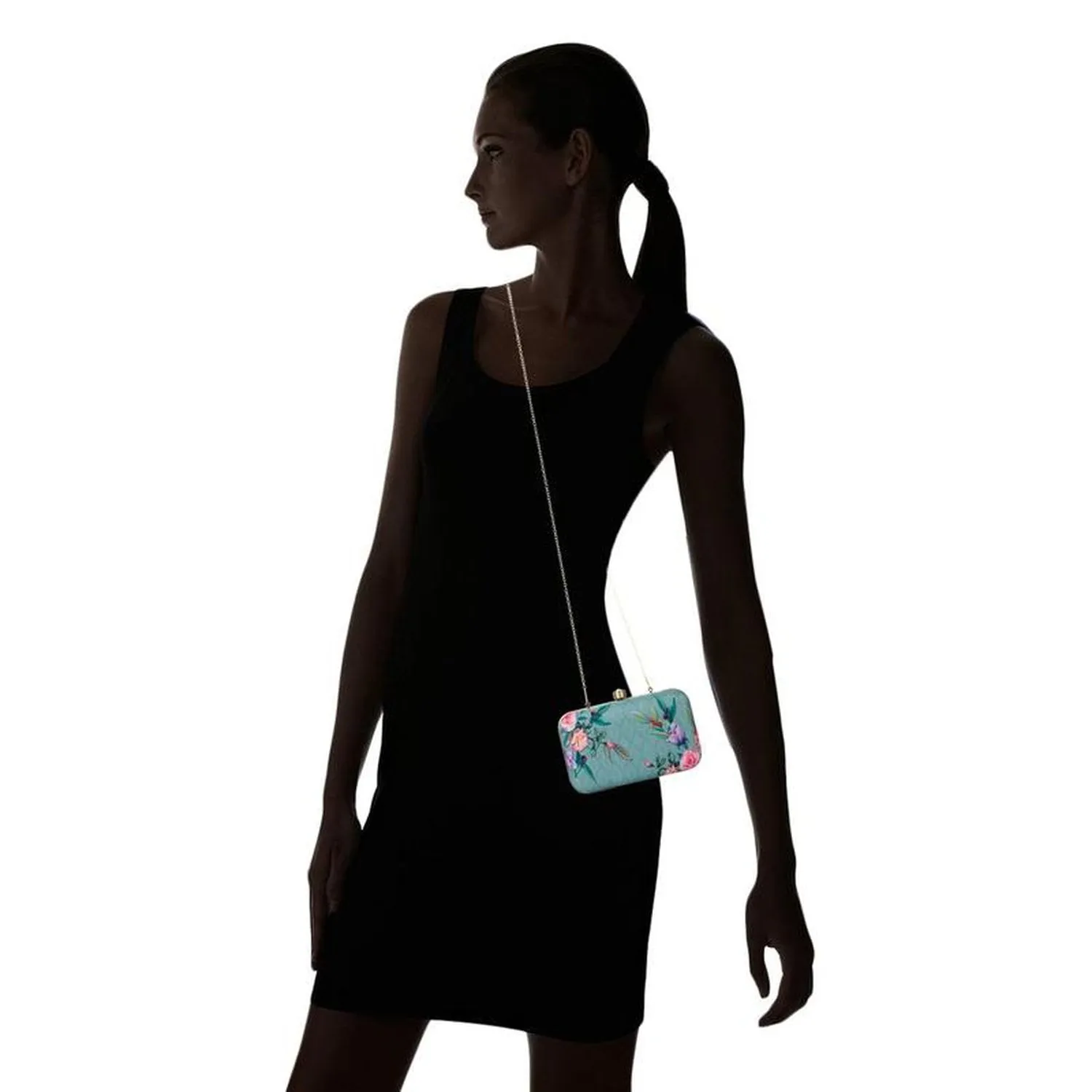 Designer Dark Blue Box Clutch Purse with Chain for girls