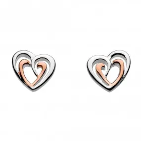Dew Silver Amena Double Heart Rose Gold plate Earrings 4493RG016