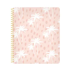 Dotted Palm Tree on Pink Spiral Notebook