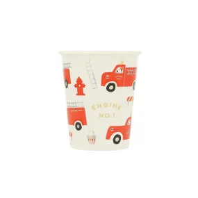 Fire Truck Party Cups, Set of 8 Fire Truck-Themed Paper Cups by Meri Meri
