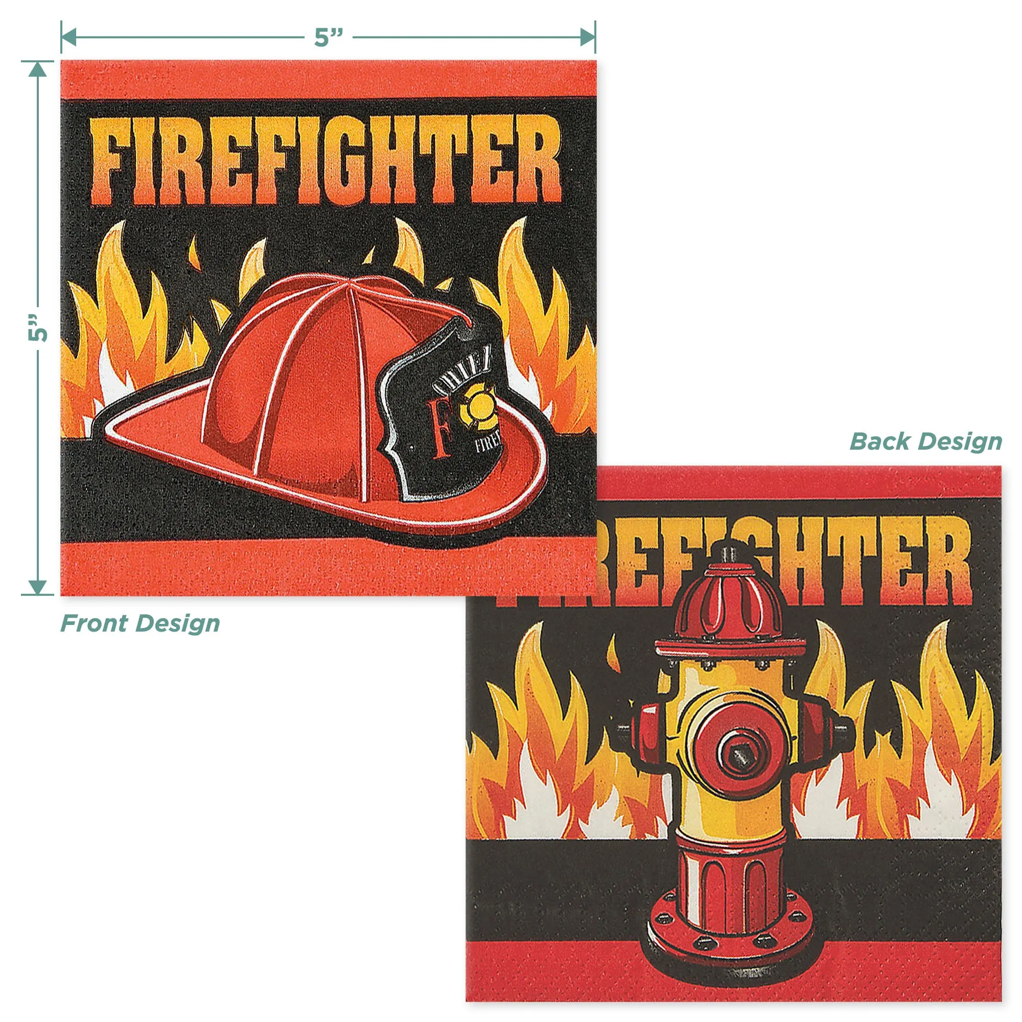 Firefighter Dessert Party Pack - Paper Plates, Napkins, Cups, Table Cover, and Hanging Decorations Set (Serves 16)