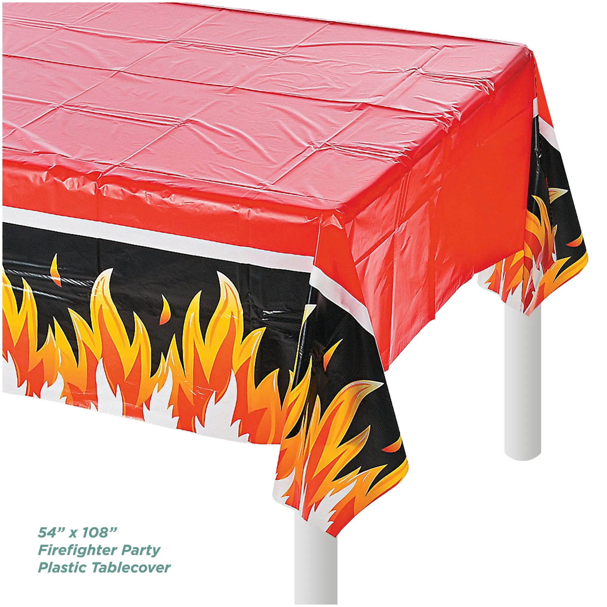 Firefighter Dessert Party Pack - Paper Plates, Napkins, Cups, Table Cover, and Hanging Decorations Set (Serves 16)