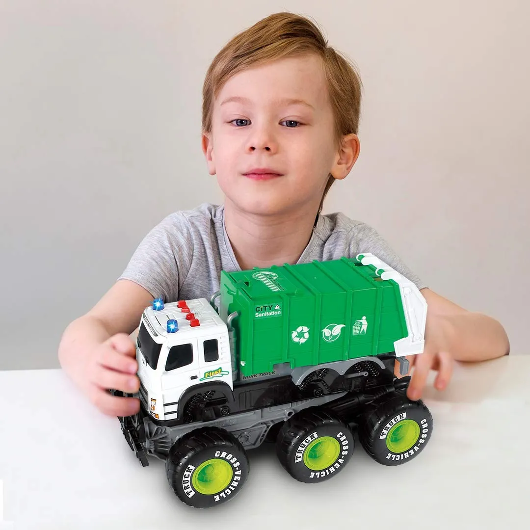Friction Powered Monster Garbage Truck with Lights and Sounds, Transform Recycling Truck
