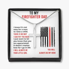 Gift For Firefighter, Cross Necklace For Firefighter Dad, Husband Birthday gift for firefighter dad