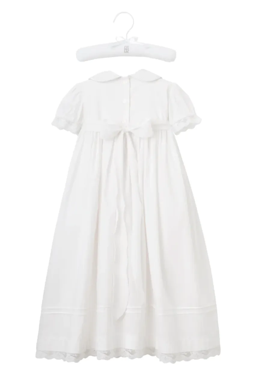 Girls' Gown & Bonnet Christening Set in White (0-12M)