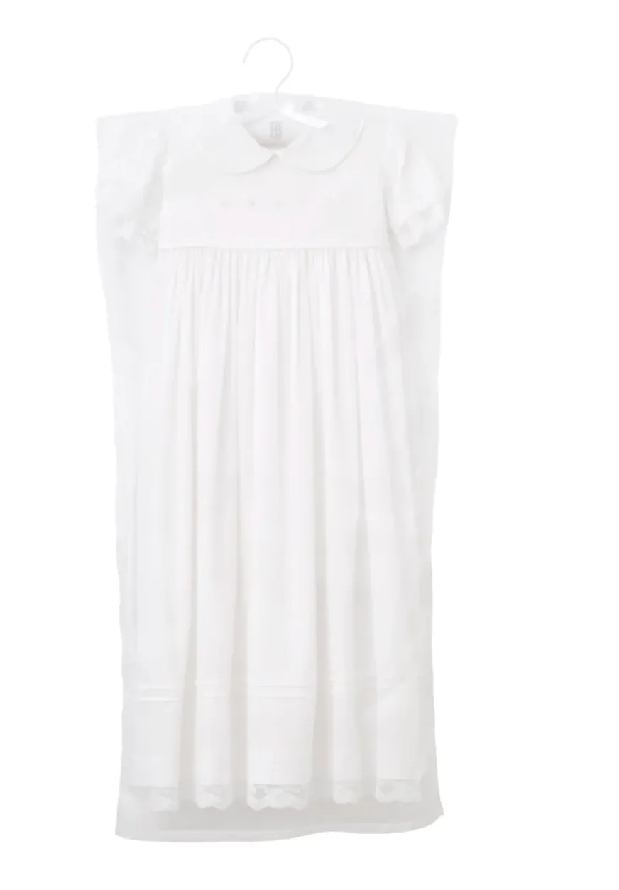 Girls' Gown & Bonnet Christening Set in White (0-12M)