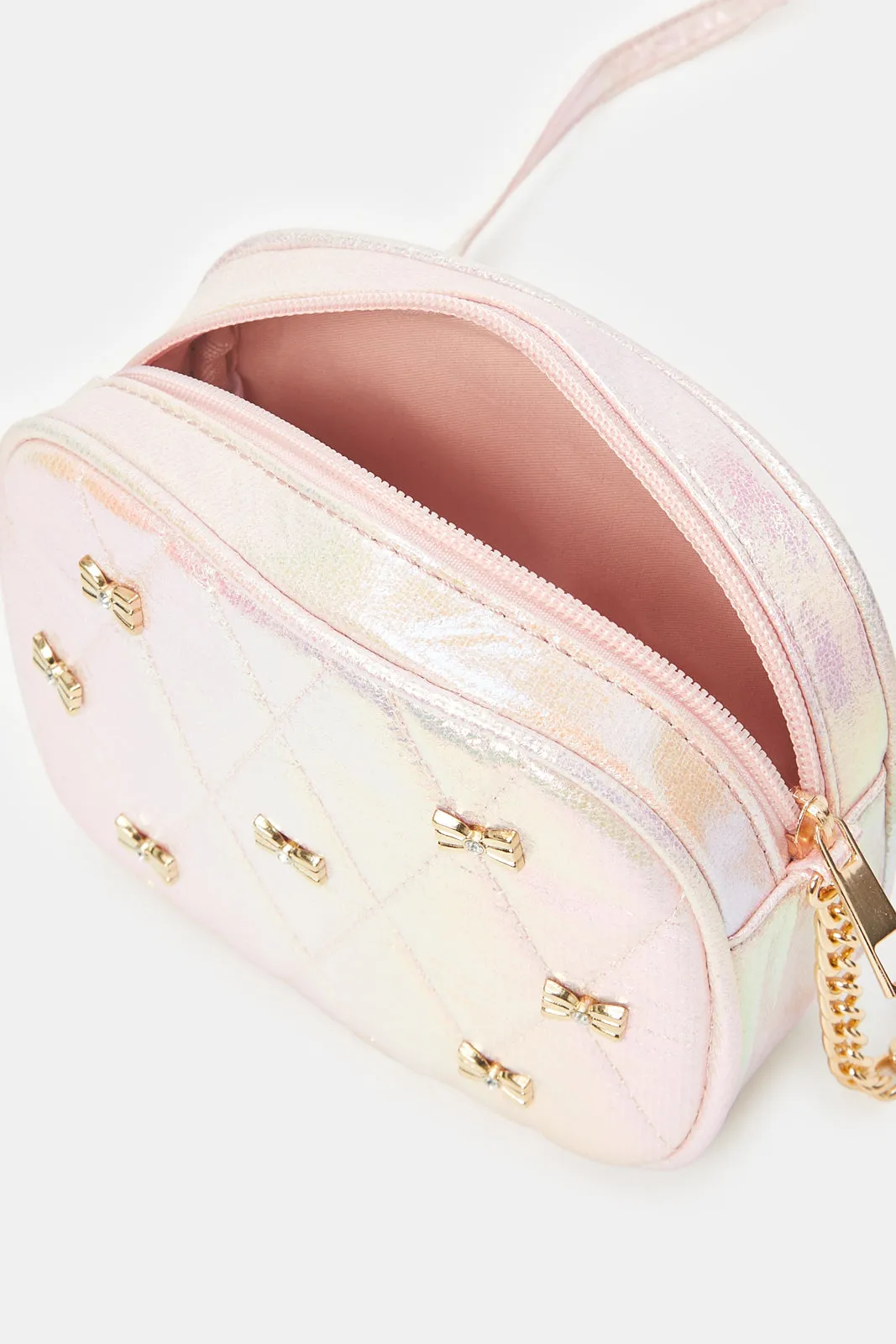 Girls Pink Embellished Cross Body Bag