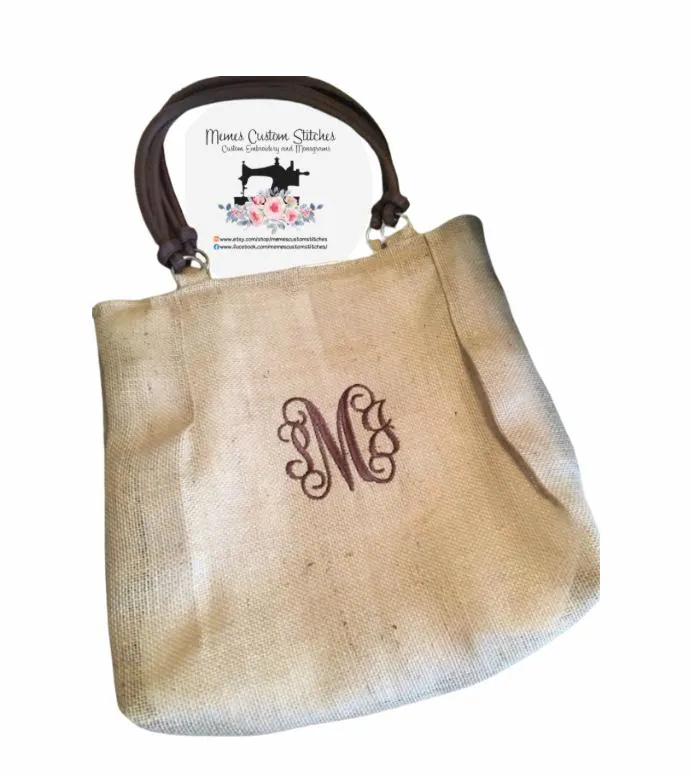 Handmade Monogram Personalized Pleated Burlap Shoulder Purse/Tote,Gift for Her