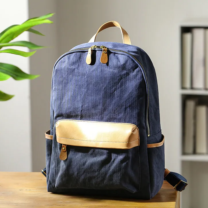 Ladies Canvas And Leather Backpack Hiking Rucksack For Women