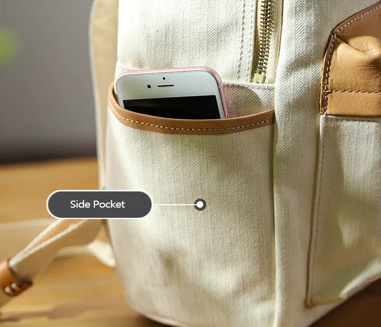 Ladies Canvas And Leather Backpack Hiking Rucksack For Women