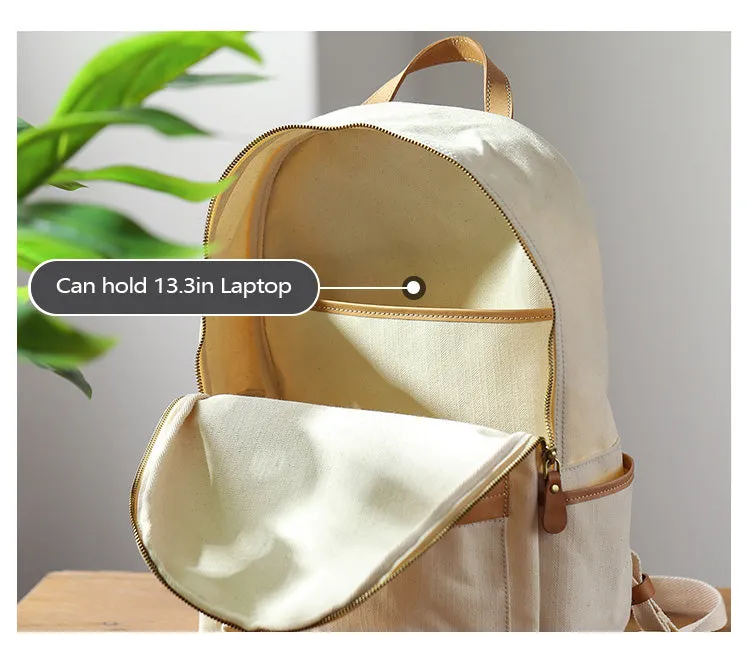 Ladies Canvas And Leather Backpack Hiking Rucksack For Women