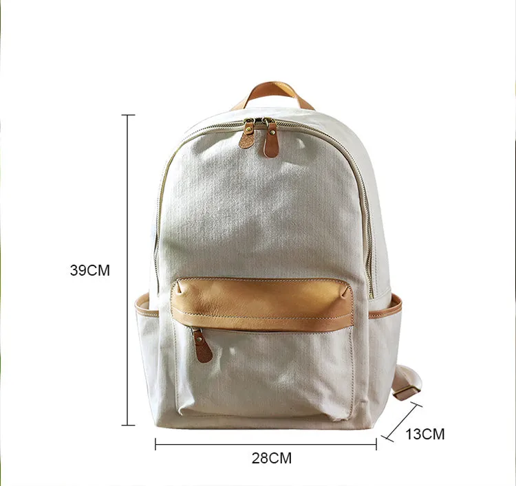 Ladies Canvas And Leather Backpack Hiking Rucksack For Women