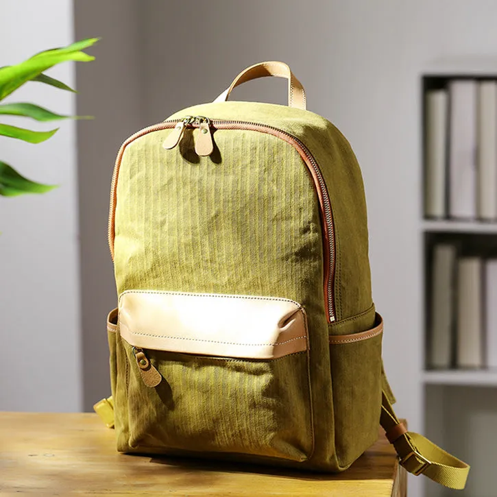 Ladies Canvas And Leather Backpack Hiking Rucksack For Women