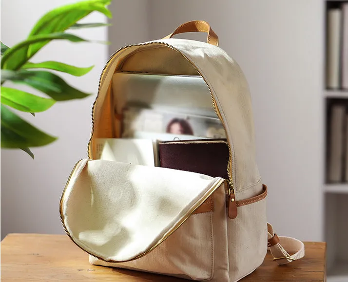 Ladies Canvas And Leather Backpack Hiking Rucksack For Women