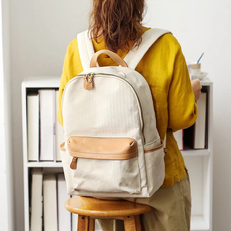 Ladies Canvas And Leather Backpack Hiking Rucksack For Women