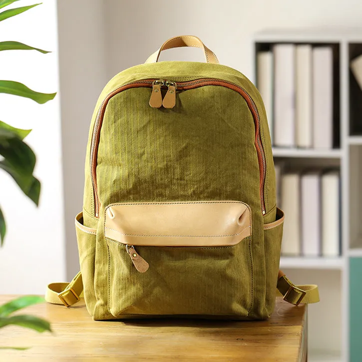 Ladies Canvas And Leather Backpack Hiking Rucksack For Women
