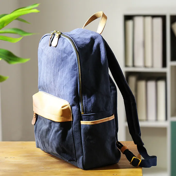 Ladies Canvas And Leather Backpack Hiking Rucksack For Women