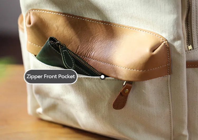 Ladies Canvas And Leather Backpack Hiking Rucksack For Women