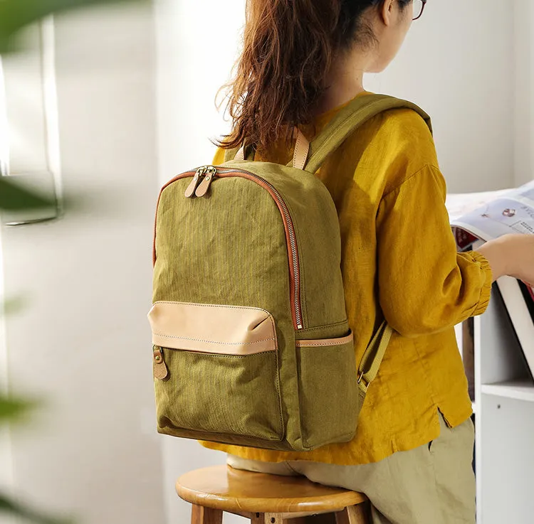 Ladies Canvas And Leather Backpack Hiking Rucksack For Women