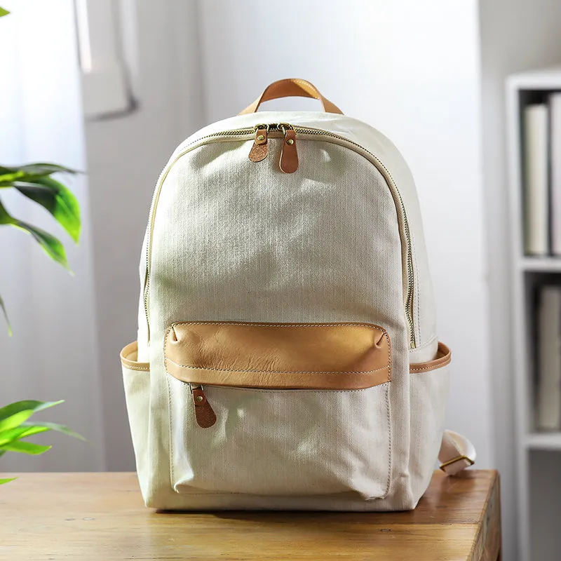Ladies Canvas And Leather Backpack Hiking Rucksack For Women