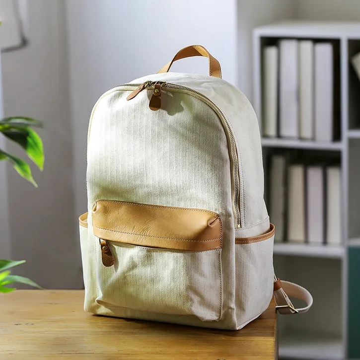 Ladies Canvas And Leather Backpack Hiking Rucksack For Women