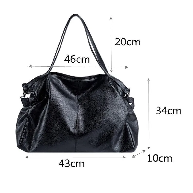 Large Shopper Bag Solid Color Quality Soft Leather