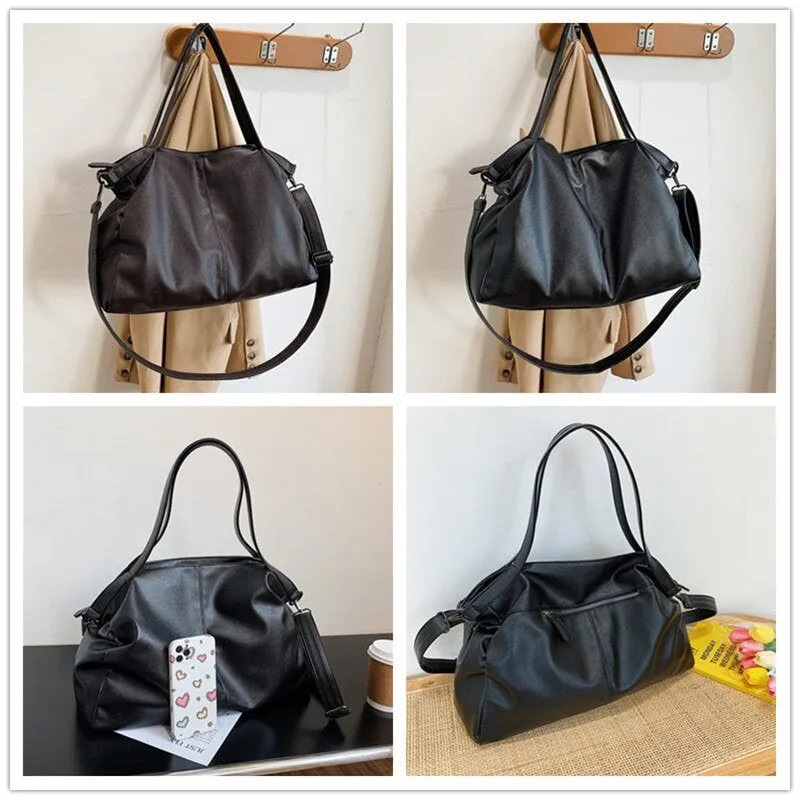 Large Shopper Bag Solid Color Quality Soft Leather