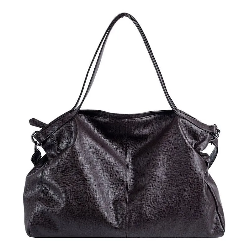Large Shopper Bag Solid Color Quality Soft Leather